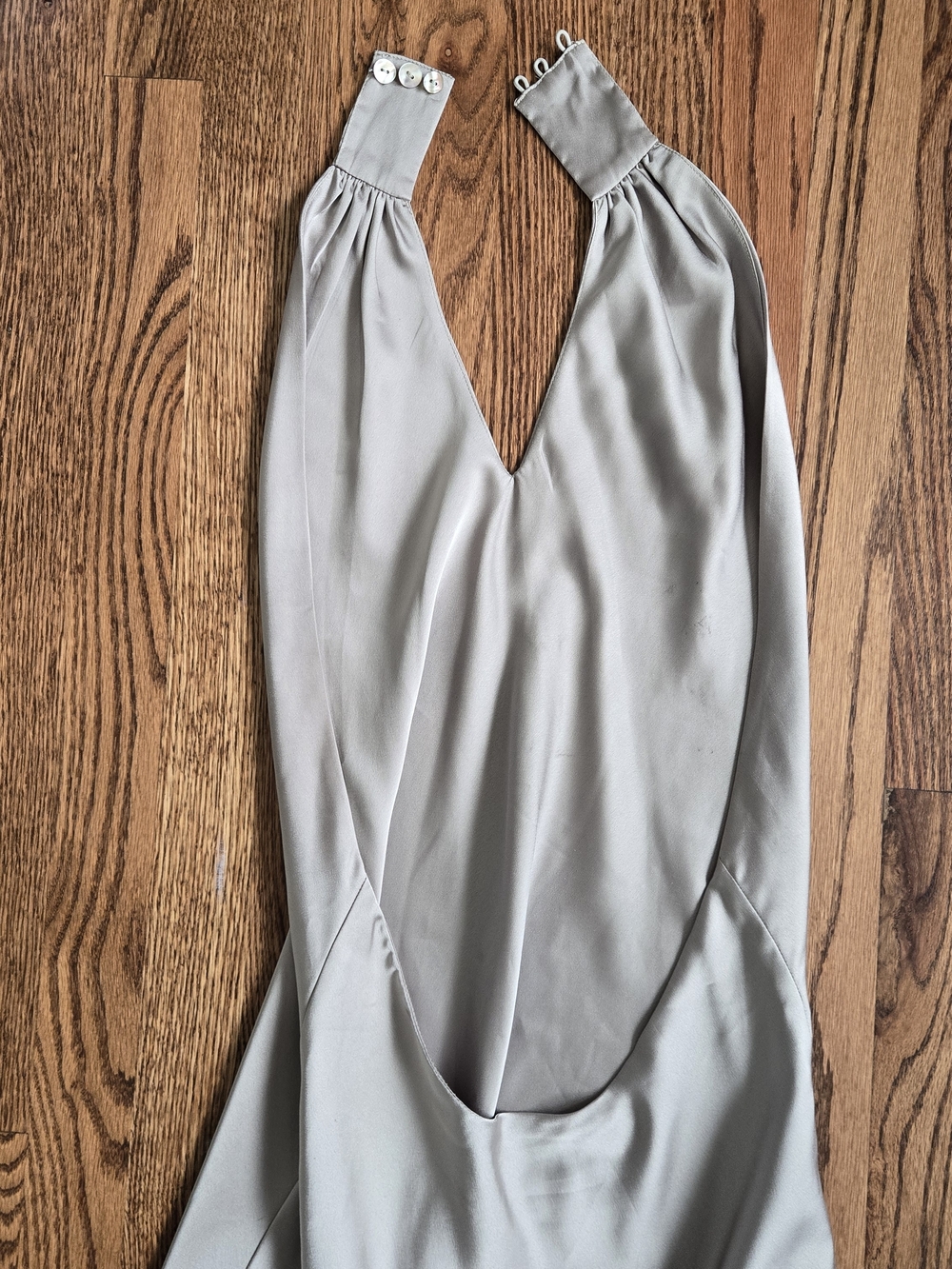 Show Me Your MuMu - Jasmine Halter Maxi Dress Moss Green Luxe Satin Women's - Picture 14 of 16
